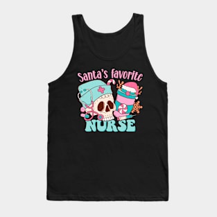 Santa's Favorite Nurse Xmas Funny Cute Skeleton Tank Top